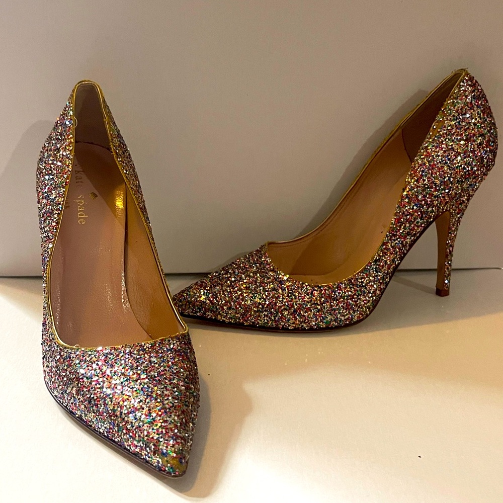 Kate Spade Licorice Glitter Heels